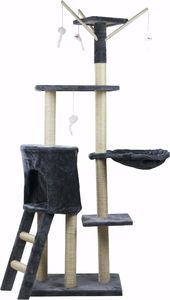 Chiccot Drapak dla kota wieża + legowisko 150cm + zabawki myszki szary 1