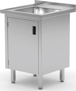 Hendi Zlew roboczy gastronomiczny z szafką z drzwiami na zawiasach spawany 60x60x85 cm - Hendi 813522 Zlew roboczy gastronomiczny z szafką z drzwiami na zawiasach spawany 60x60x85 cm - Hendi 813522 1