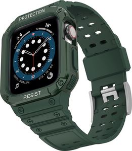 Hurtel Protect Strap Band opaska z etui do Watch 7 / 6 / 5 / 4 / 3 / 2 / SE (45 / 44 / 42mm) obudowa pancerny pokrowiec na zegarek zielony 2