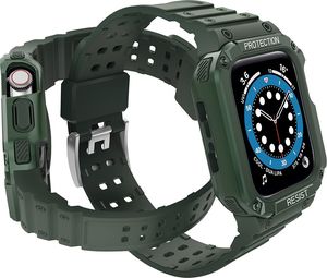 Hurtel Protect Strap Band opaska z etui do Watch 7 / 6 / 5 / 4 / 3 / 2 / SE (45 / 44 / 42mm) obudowa pancerny pokrowiec na zegarek zielony 3