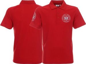 LPP - Promostars Koszulka Polo ratownicza czerwona męska odblaskowa FUNKCYJNA - nadruk przód + rękawek 1