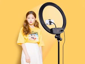 Lampa pierścieniowa Alogy   LED do zdjęć pierścieniowa Ring M45 fotograficzna ze statywem uniwersalny 7