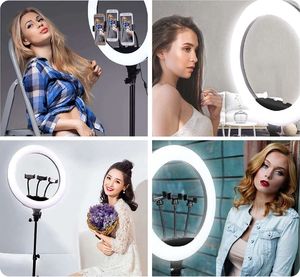 Lampa pierścieniowa Alogy   LED do zdjęć pierścieniowa Ring M45 fotograficzna ze statywem uniwersalny 8