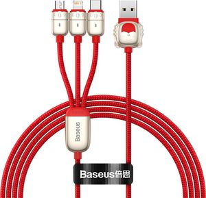 Kabel USB Baseus USB-A - USB-C + microUSB + Lightning 1.2 m Czerwony (BSU2912RED) 1