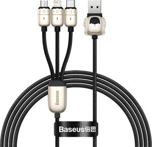 Kabel USB Baseus USB-A - USB-C + microUSB + Lightning 1.2 m Czarny (BSU2913BLK) 1