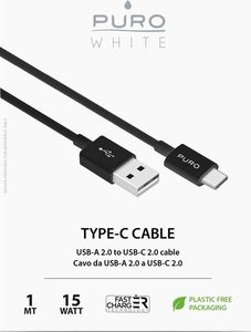 Kabel USB Puro USB-A - USB-C 1 m Czarny (PUR516BLK) 3