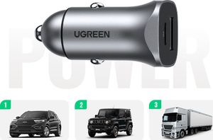 Ładowarka Ugreen CD130 1x USB-A 1x USB-C 4.8 A  (UGR1113GRY) 4