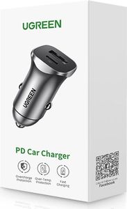 Ładowarka Ugreen CD130 1x USB-A 1x USB-C 4.8 A  (UGR1113GRY) 5