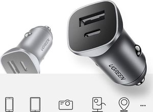 Ładowarka Ugreen CD130 1x USB-A 1x USB-C 4.8 A  (UGR1113GRY) 6