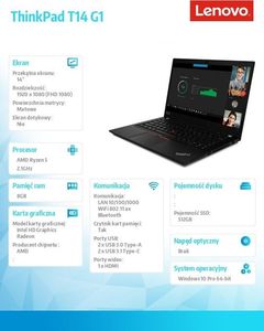 Laptop Lenovo Ultrabook ThinkPad T14 G1 20UD003PPB W10Pro 4650U/8GB/512GB/INT/14.0 FHD/3YRS CI 9