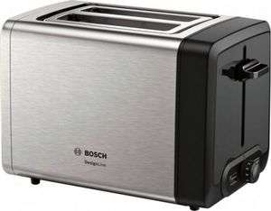 Toster Bosch Bosch DesignLine Toaster TAT4P420 Power 970 W, Number of slots 2, Housing material Stainless Steel, Stainless steel/Black 1