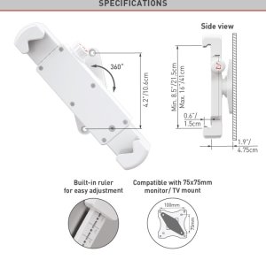 Uchwyt Barkan  do tabletu 7-14" obrotowy 360 ścienny biały 4