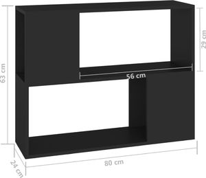 vidaXL Szafka TV, czarna, 80x24x63 cm, płyta wiórowa 7