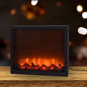 Vilde Kominek led elektryczny do sieci imitacja ognia czarny metalowy 41x25 cm 2
