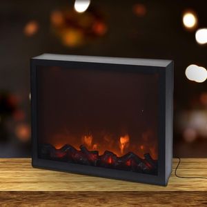 Vilde Kominek led elektryczny do sieci imitacja ognia czarny metalowy 41x35 cm 2
