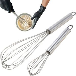 Excellent Houseware Trzepaczka stalowa, ubijaczka, rózga, ubijak do jajek, ciasta, sosu, bitej śmietany, 2 sztuki 1