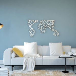 Homemania Homemania Dekoracja ścienna World, 100x58 cm, stalowa, biała 1