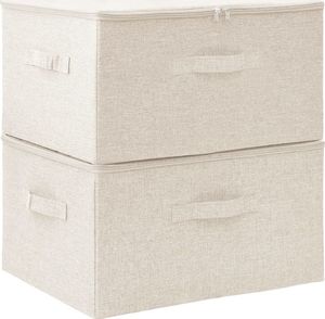 vidaXL Pojemniki, 2 szt., tkanina, 43x34x23 cm, kremowe 2
