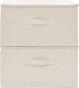 vidaXL Pojemniki, 2 szt., tkanina, 43x34x23 cm, kremowe 6