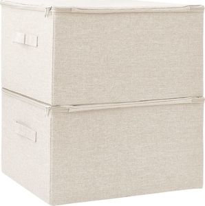 vidaXL Pojemniki, 2 szt., tkanina, 43x34x23 cm, kremowe 7