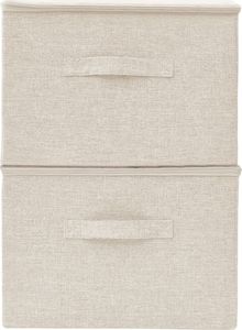 vidaXL Pojemniki, 2 szt., tkanina, 43x34x23 cm, kremowe 8