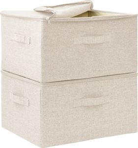 vidaXL Pojemniki, 2 szt., tkanina, 43x34x23 cm, kremowe 9
