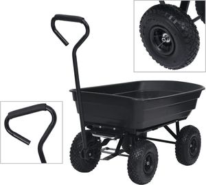 vidaXL Ogrodowy wózek ręczny z wywrotką, 300 kg, 75 L, czarny 1