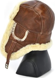 Podhale Regionals Ciepła czapka uszatka z naturalnym kożuchem 56-58 cm (L) 2