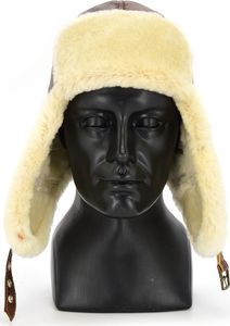 Podhale Regionals Ciepła czapka uszatka z naturalnym kożuchem 56-58 cm (L) 3