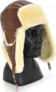 Podhale Regionals Ciepła czapka uszatka z naturalnym kożuchem 56-58 cm (L) 4