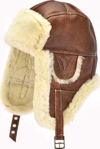 Podhale Regionals Ciepła czapka uszatka z naturalnym kożuchem 56-58 cm (L) 5