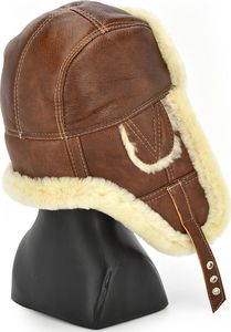 Podhale Regionals Ciepła czapka uszatka z naturalnym kożuchem 56-58 cm (L) 6
