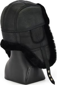 Podhale Regionals Ciepła czapka uszatka z naturalnym kożuchem 56-58 cm (L) 7