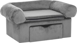 vidaXL Sofa dla psa, z szufladą, szara, 75x50x38 cm, pluszowa 2