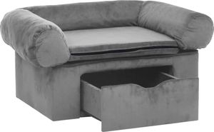 vidaXL Sofa dla psa, z szufladą, szara, 75x50x38 cm, pluszowa 3