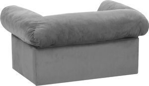 vidaXL Sofa dla psa, z szufladą, szara, 75x50x38 cm, pluszowa 6