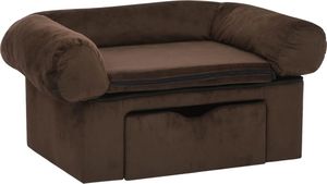 vidaXL Sofa dla psa, z szufladą, brązowa, 75x50x38 cm, pluszowa 2