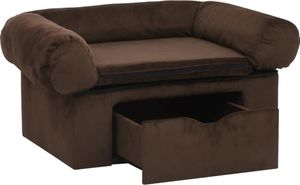 vidaXL Sofa dla psa, z szufladą, brązowa, 75x50x38 cm, pluszowa 4