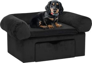 vidaXL Sofa dla psa, z szufladą, czarna, 75x50x38 cm, pluszowa 1