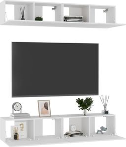 vidaXL Szafki telewizyjne, 4 szt., białe, 80x30x30 cm, płyta wiórowa 3