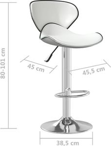 vidaXL Stołek barowy, biały, obity sztuczną skórą 8