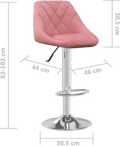 vidaXL Stołek barowy, różowy, obity aksamitem 7