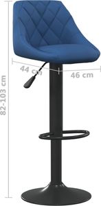 vidaXL Stołek barowy, niebieski, obity aksamitem 7