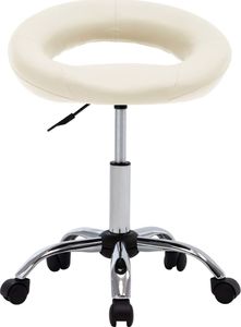 vidaXL Obrotowe krzesło stołowe, kremowe, obite sztuczną skórą 2