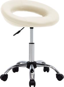 vidaXL Obrotowe krzesło stołowe, kremowe, obite sztuczną skórą 1