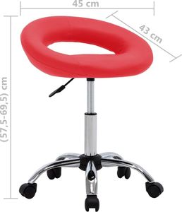 vidaXL Obrotowe krzesło stołowe, czerwone, sztuczna skóra 7