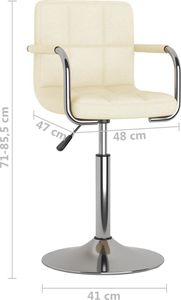 vidaXL Krzesło stołowe, kremowe, tapicerowane tkaniną 8