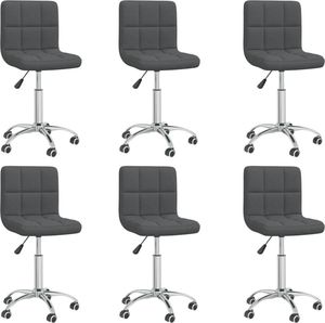 vidaXL Obrotowe krzesła stołowe, 6 szt., ciemnoszare, obite tkaniną 1