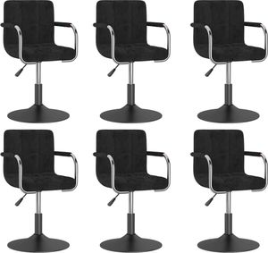 vidaXL Obrotowe krzesła stołowe, 6 szt., czarne, obite aksamitem 1