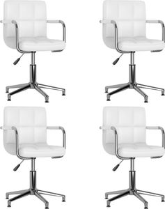 vidaXL Obrotowe krzesła stołowe, 4 szt., białe, obite sztuczną skórą 1